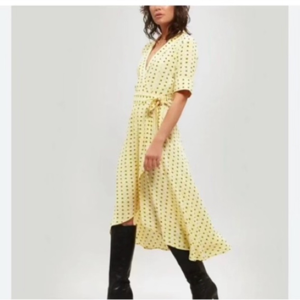 Ganni Floral Print Midi Wrap Dress